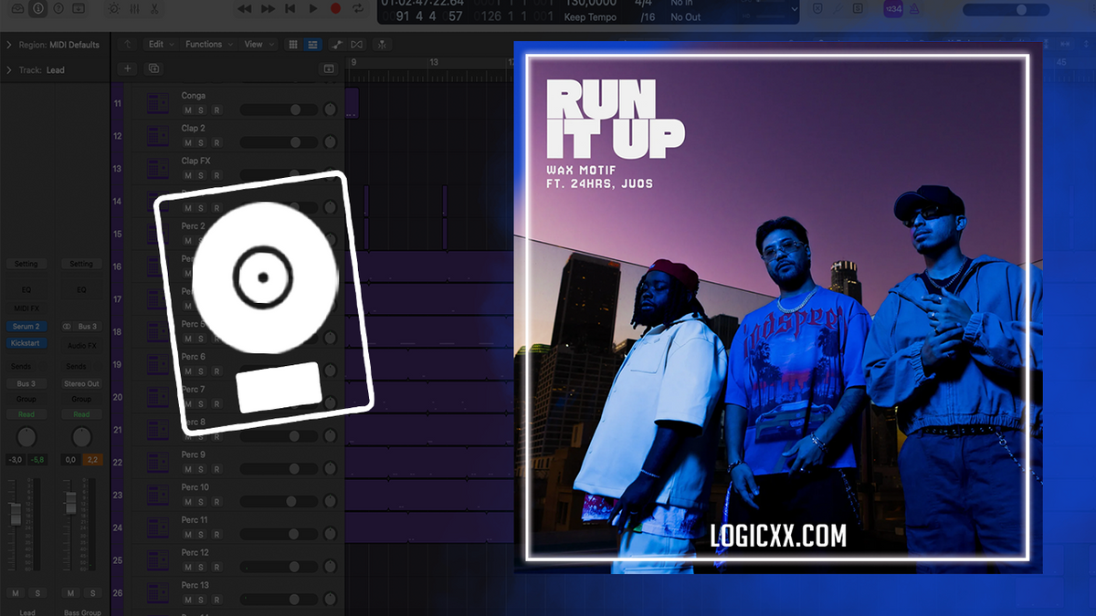 Wax Motif, Juos - Run It Up (feat 24hrs) Logic Pro Remake (Bass House ...