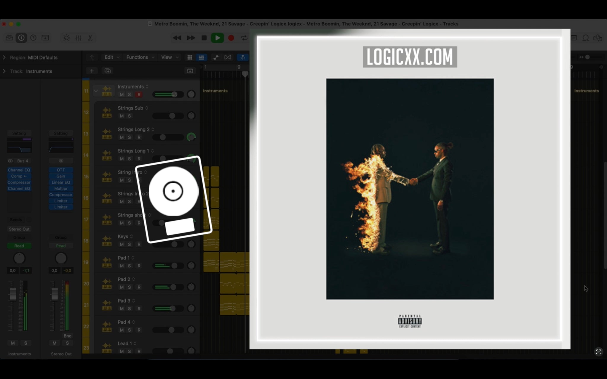 Metro Boomin, The Weeknd, 21 Savage - Creepin Logic Pro Remake